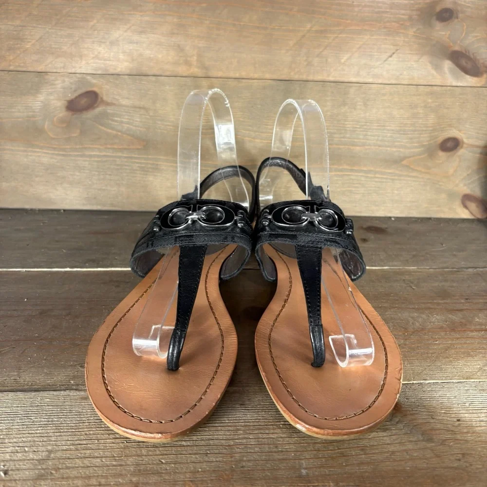 coach sammy womens size 9 shoes black t strap slingback thong comfort sandals